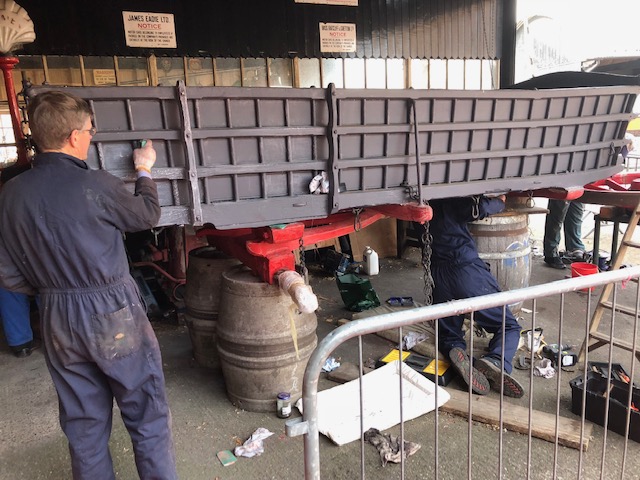 Volunteers Refurbish Barley Wagon